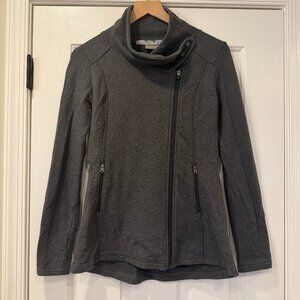 Athleta Grey Asymmetrical Zip Jacket Funnel Neck Peplum Back XS